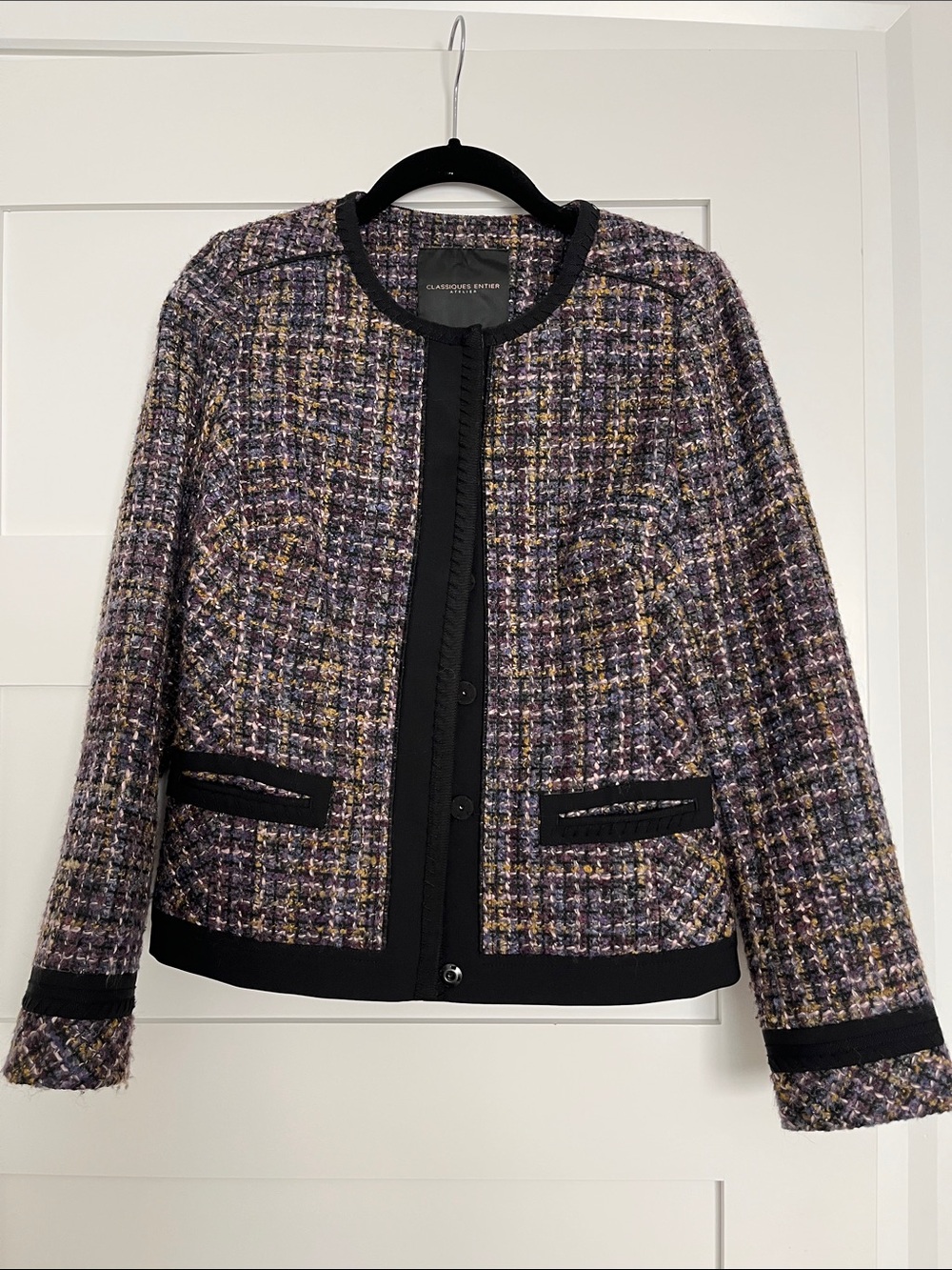 Classiques Entier Purple Multi Tweed Jacket with Black Trim